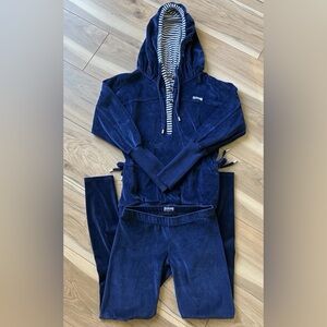 Rare Vintage Y2K Vilebrequin Luxury Navy Velour Track Suit Set XS
